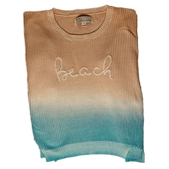 Vintage Havana | Oversized Cursive Knit Beach Knitted Ombré Sweater | S - Picture 4 of 6